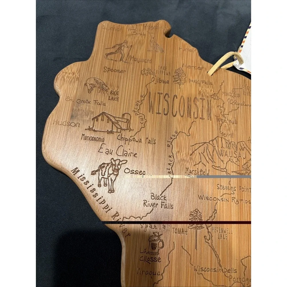 Bamboo Cutting Board Laser Cut State Of Wisconsin Totally Bamboo NEW
